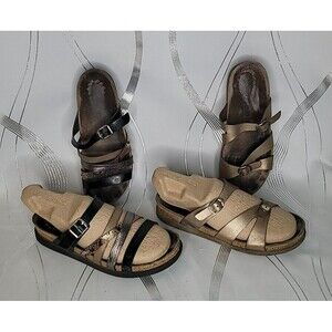 2 Pairs of Mephisto EU Size 39 US 8.5 - 9 Strappy Sandals Brown Silver Black